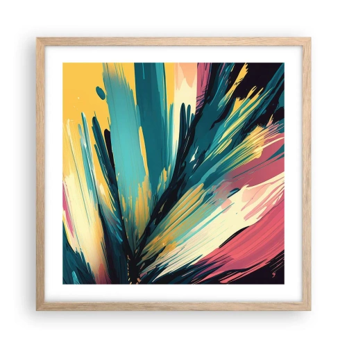 Een poster in een licht eiken lijst - Compositie – een explosie van vreugde - 50x50 cm