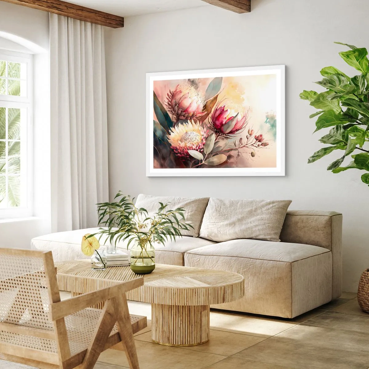 Poster in een witte lijst - In profiel en en face - 50x40 cm