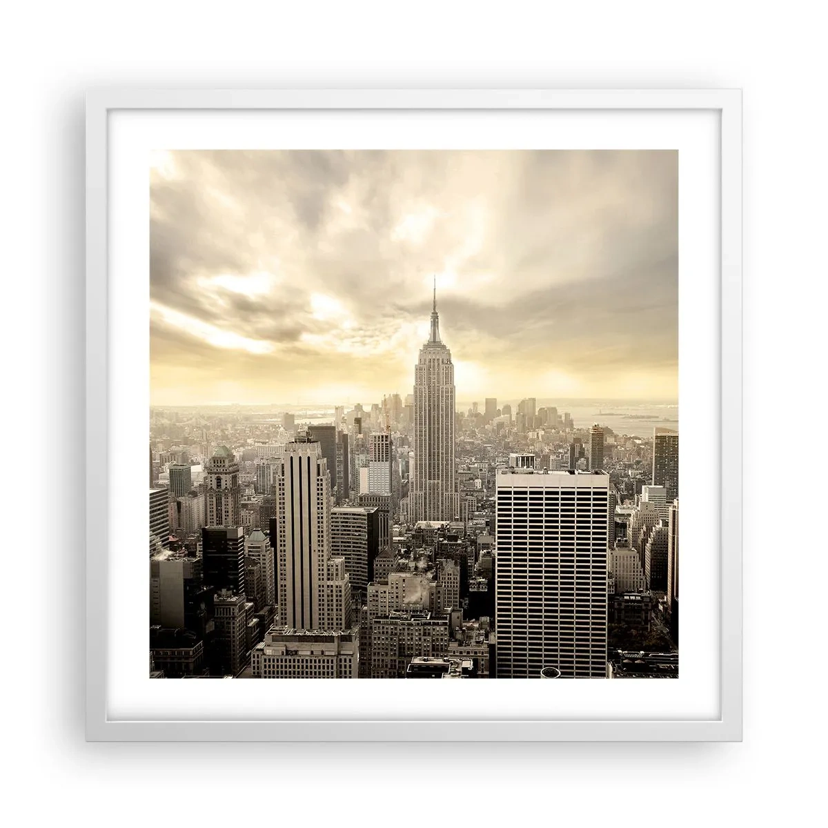 Poster in een witte lijst - New York geweven van grijs - 50x50 cm