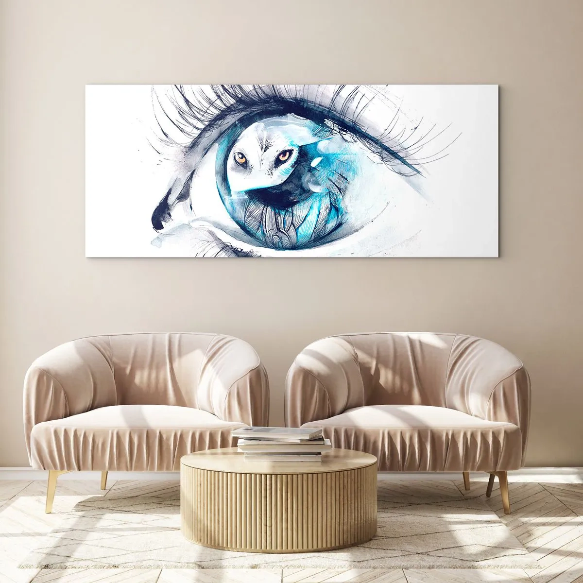 Schilderen op glas - Oog in oog met wildheid - 100x40 cm