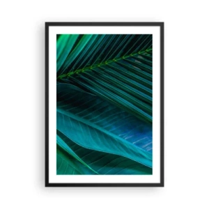 Poster in een zwarte lijst - Tropische bladeren in tinten diepgroen - 50x70cm - De anatomie van groen - Moderne wanddecoratie voor woonkamer en slaapkamer ARTTOR