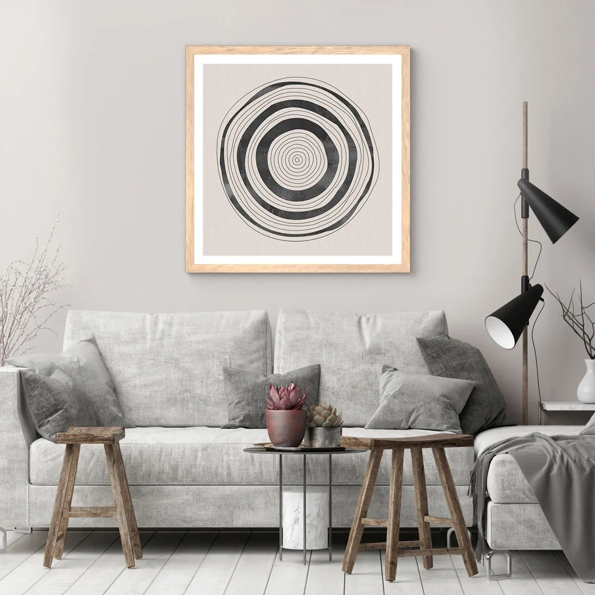 Een poster in een licht eiken lijst - Wat belangrijk is, is wat er tussenin zit - 40x40 cm