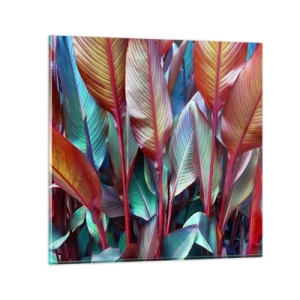 Schilderen op glas - Een kleurrijk struikgewas - 40x40 cm