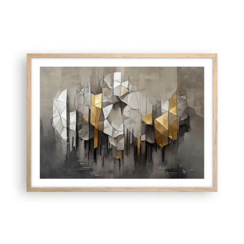 Een poster in een licht eiken lijst - Compositie van ijs en licht - 70x50 cm