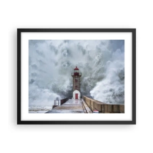 Poster in een zwarte lijst - Het gebrul van het water, het geluid zal blazen - 50x40 cm