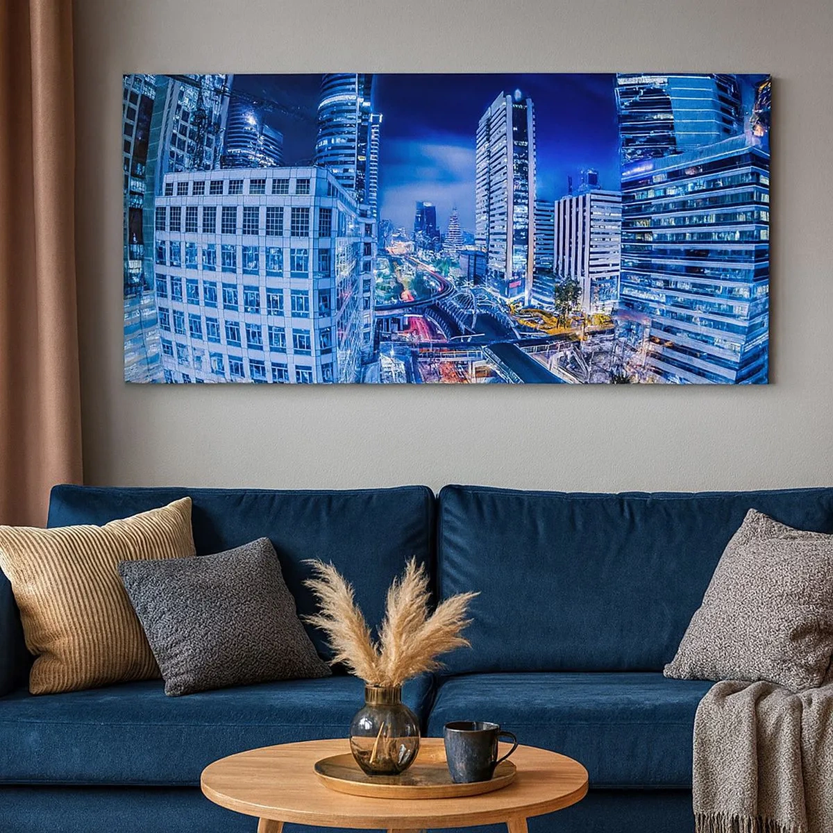 Schilderen op canvas - Ritmes van de nachtstad - 100x40 cm