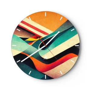 Wandklok - Klok - Kleurrijke golven en strepen in een abstracte geometrische vorm - 30x30cm - Intensieve compositie - Moderne wanddecoratie voor woonkamer, keuken en slaapkamer ARTTOR