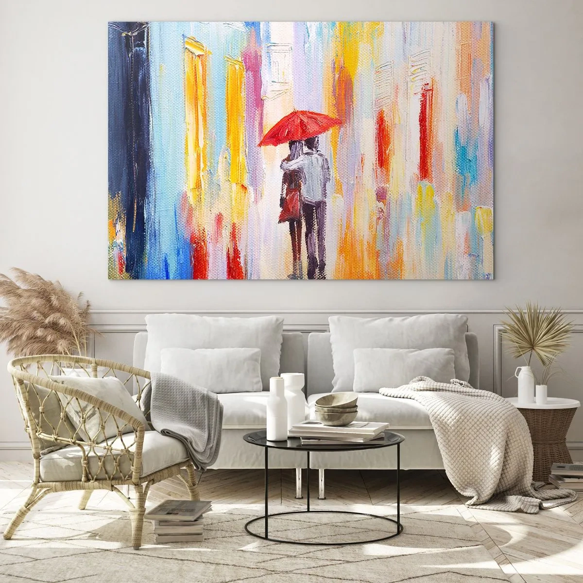 Schilderen op glas - Laat het maar regenen - 100x70 cm