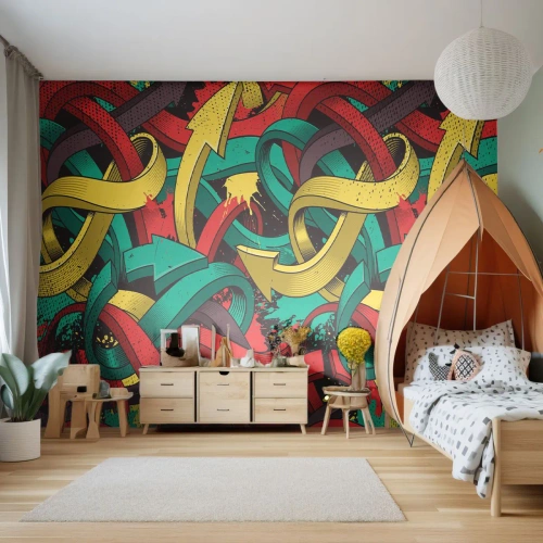 Fotobehang Standard Eco - Welke weg naar het doel? - Abstractie, Deel, Stripboek - 250x175 cm