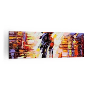Schilderen op canvas - Samen door de nacht en regen - 160x50 cm