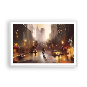 Poster in een witte lijst - In de lichten van New York - 91x61 cm