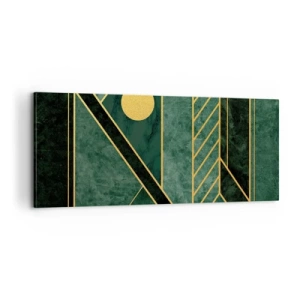 Schilderen op canvas - Dynamiek van goud en azuur - 100x40 cm