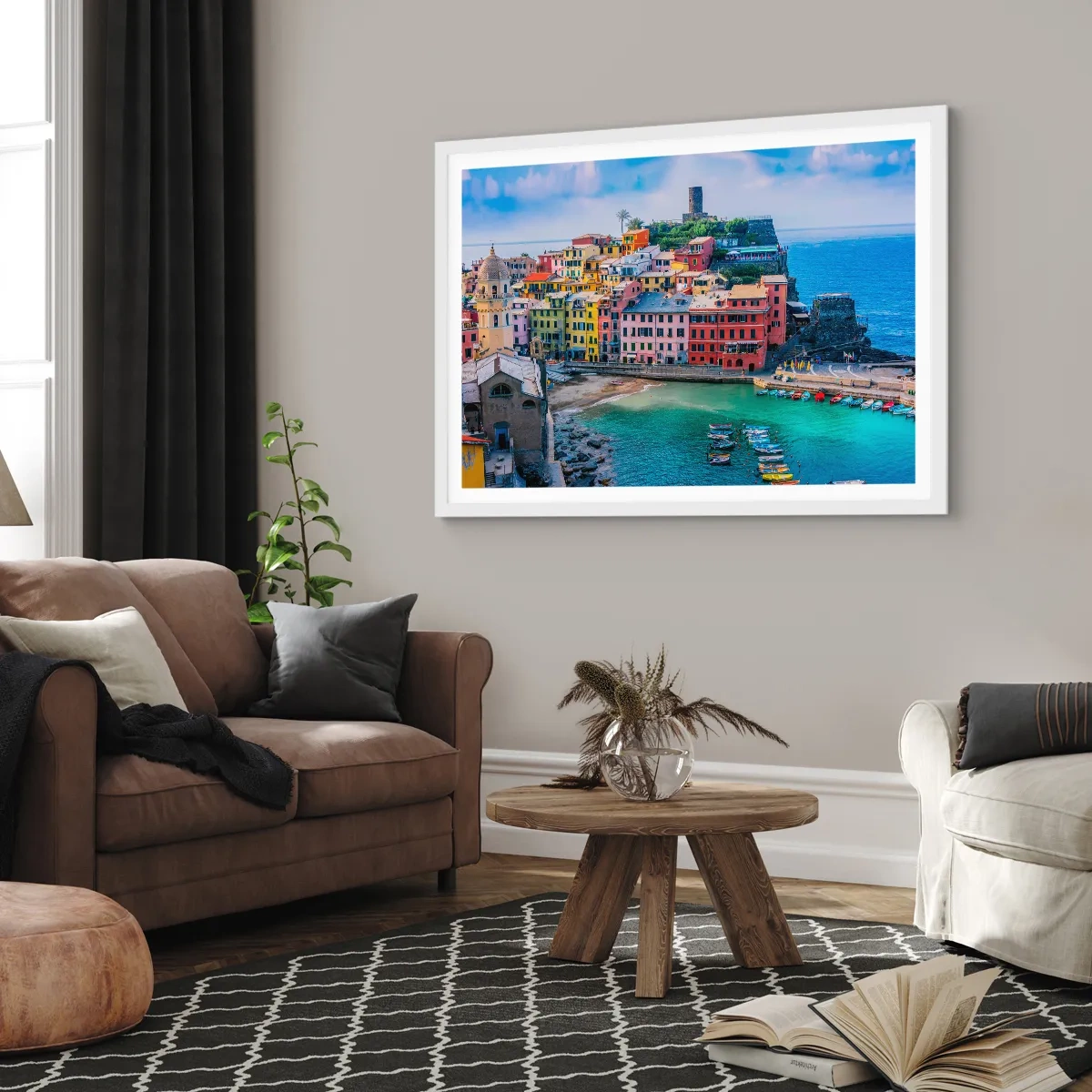 Poster in een witte lijst - Mediterrane magische stad - 40x30 cm