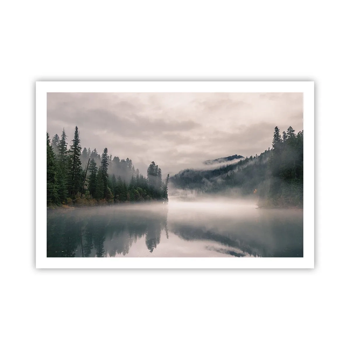 Poster - In reflectie, in de mist - 91x61 cm
