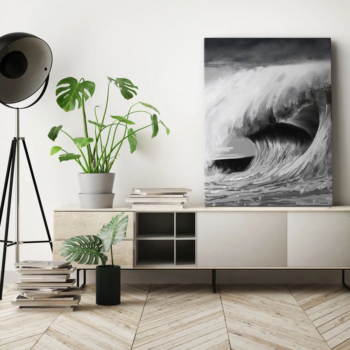 Schilderen op canvas - De woede van de oceaan - 50x70 cm