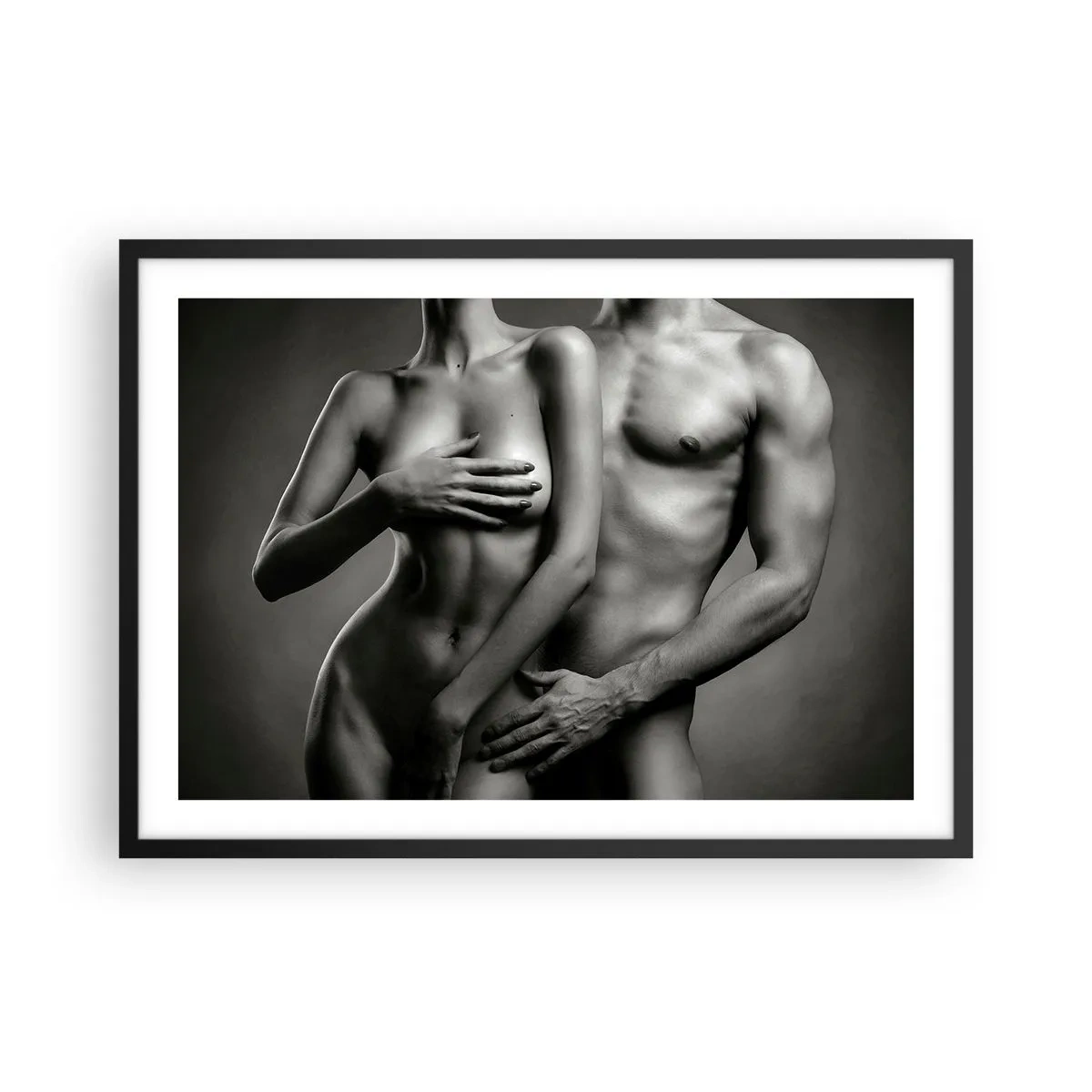 Poster in een zwarte lijst - Adam en Eva - 70x50 cm