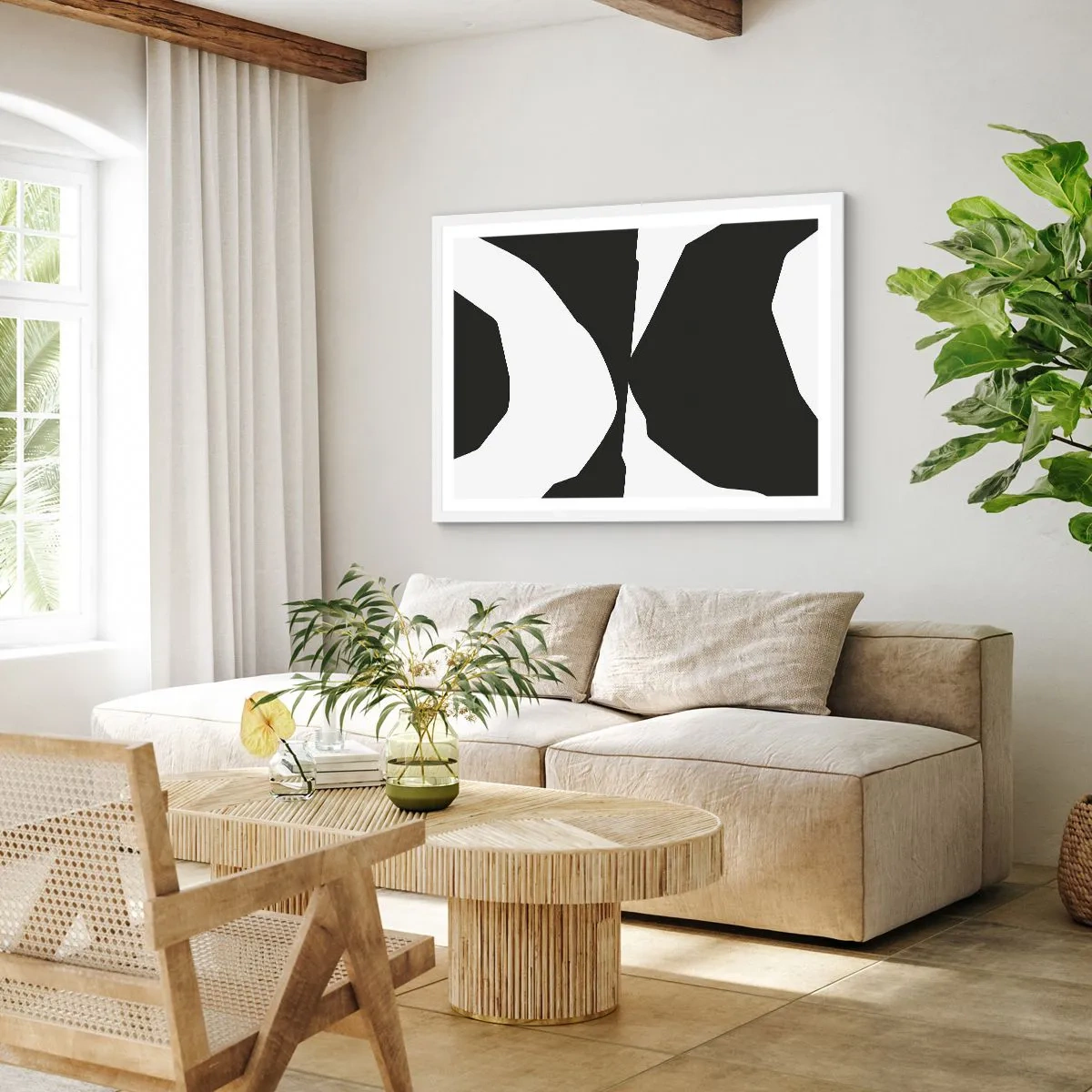 Poster in een witte lijst - Positief – negatief - 100x70 cm