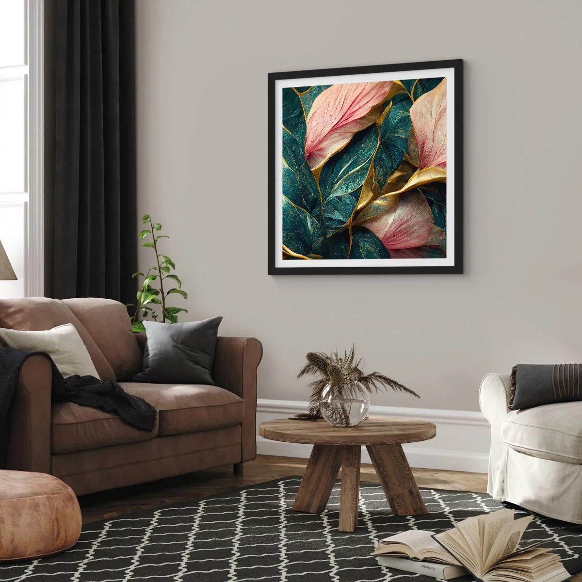 Poster in een zwarte lijst - Natuurlijke elegantie en stijl - 50x50 cm