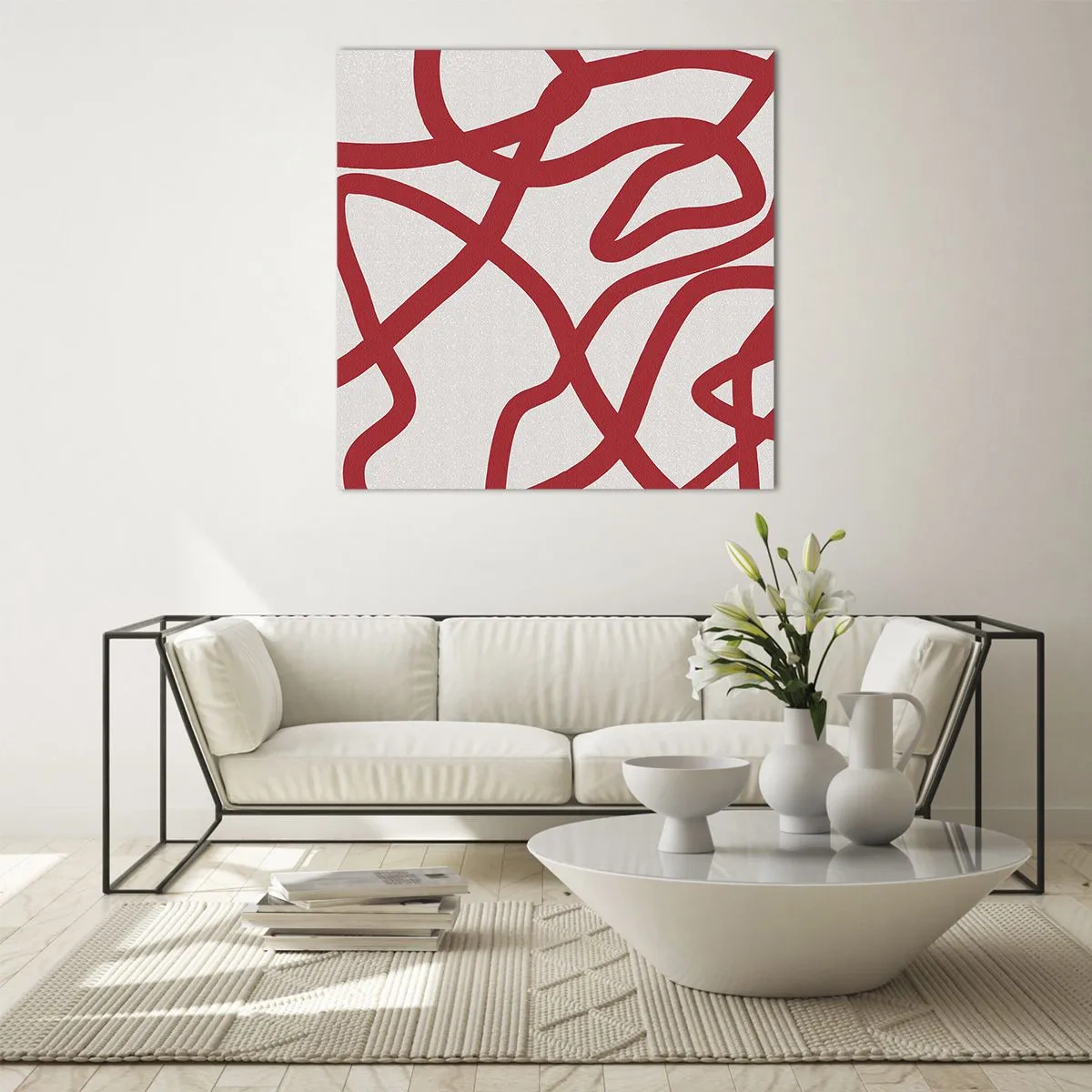 Schilderen op glas - Rood op wit - 50x50 cm