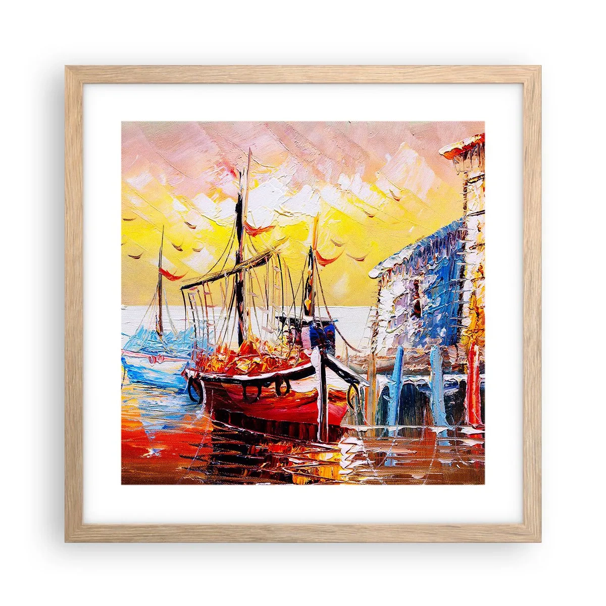 Een poster in een licht eiken lijst - Gelukkige terugkeer - 40x40 cm