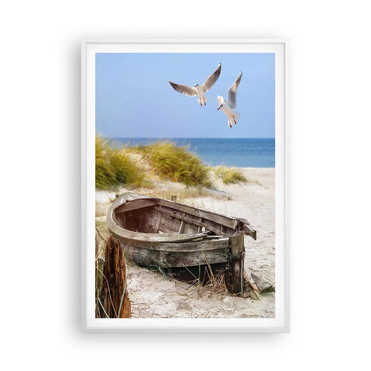 Poster in een witte lijst - Badend in de wind - 70x100 cm
