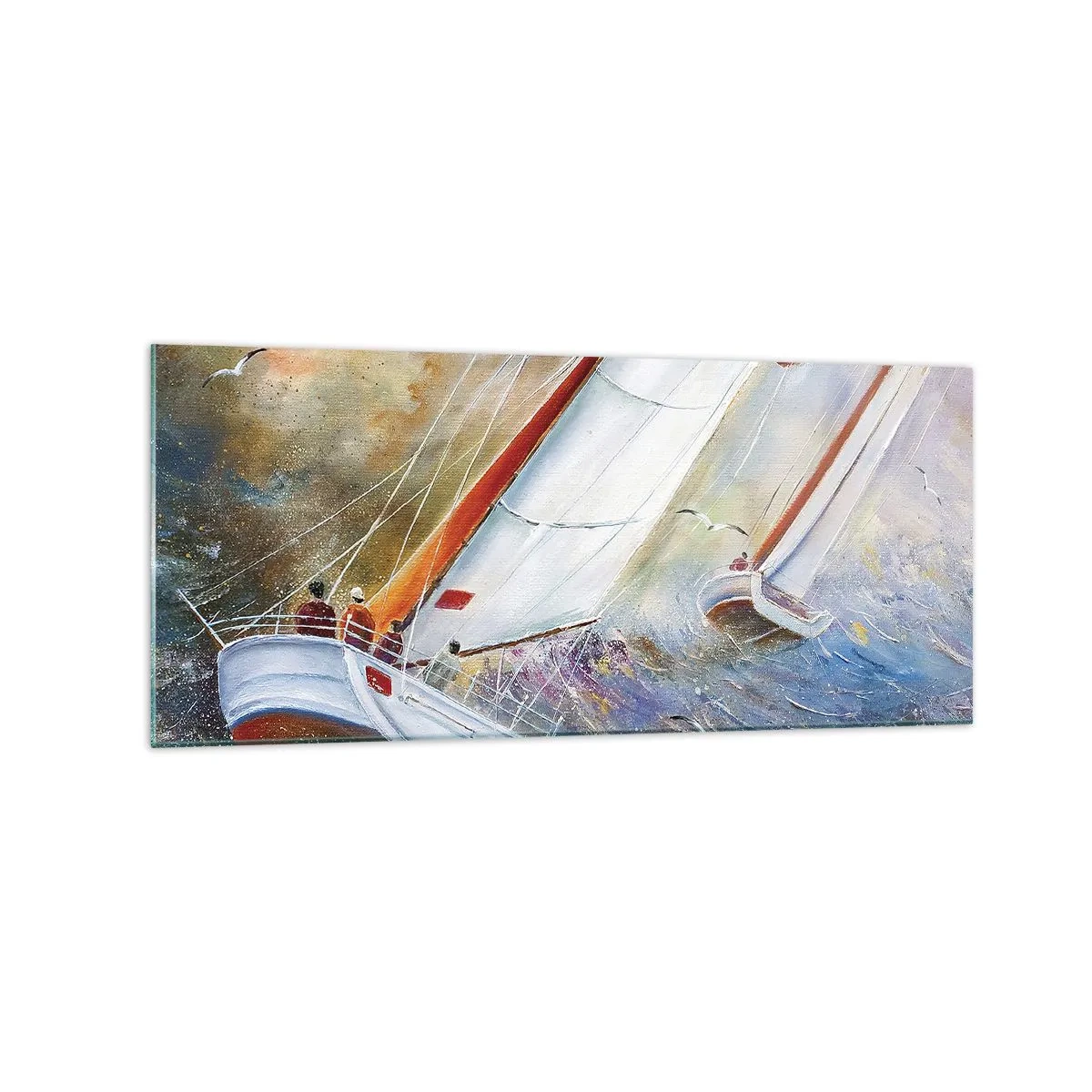Schilderen op glas - Lopend op de golven  - 120x50 cm