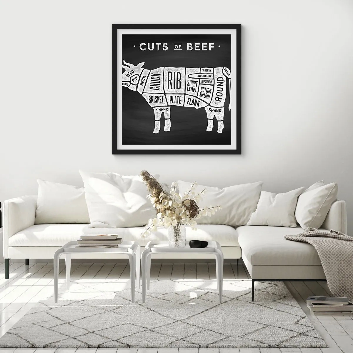 Poster in een zwarte lijst - Slagers ABC - 60x60 cm