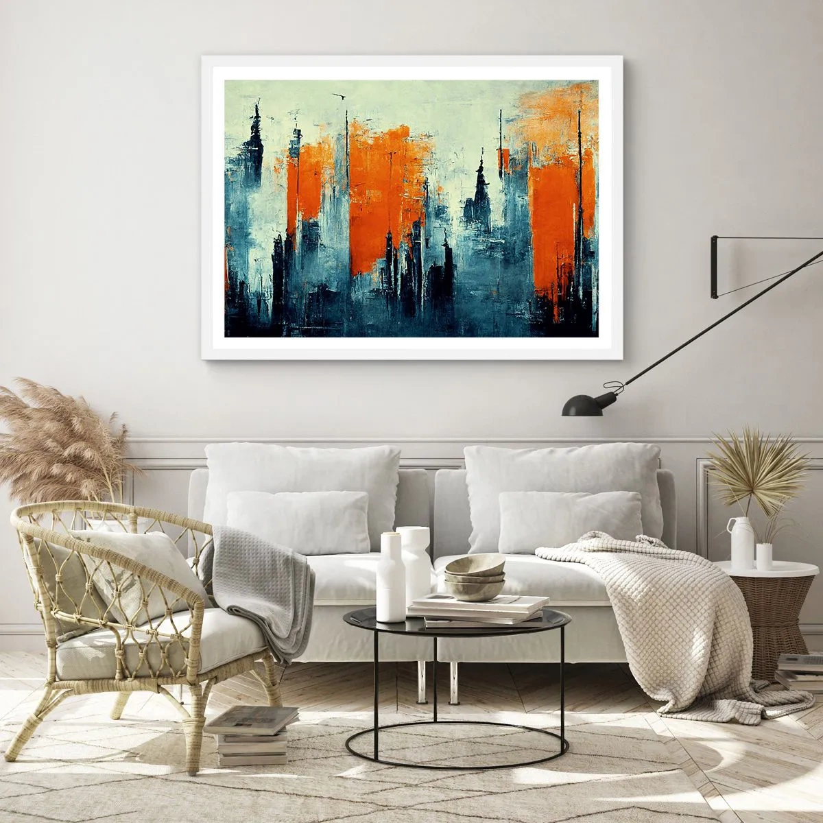 Poster in een witte lijst - Modern landschap - 100x70 cm