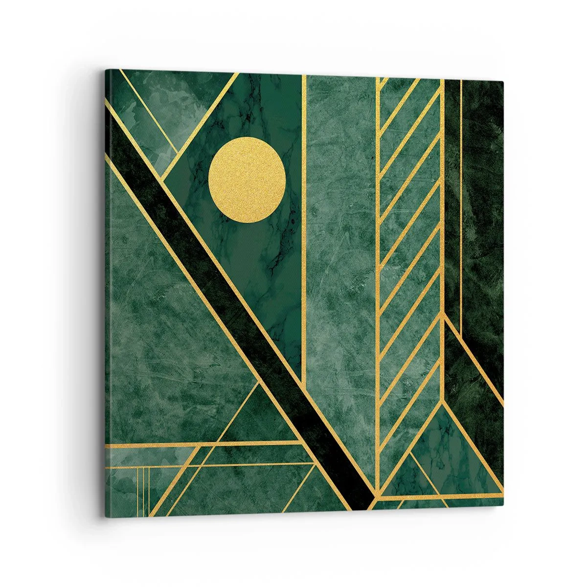 Schilderen op canvas - Dynamiek van goud en azuur - 70x70 cm