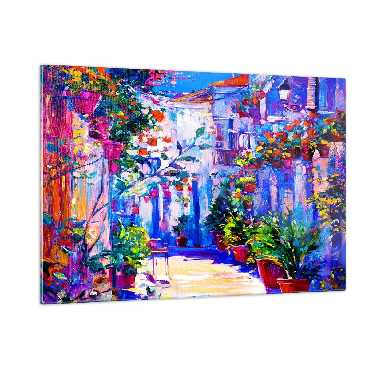 Schilderen op glas - Impressie - een Italiaanse straat - 120x80 cm