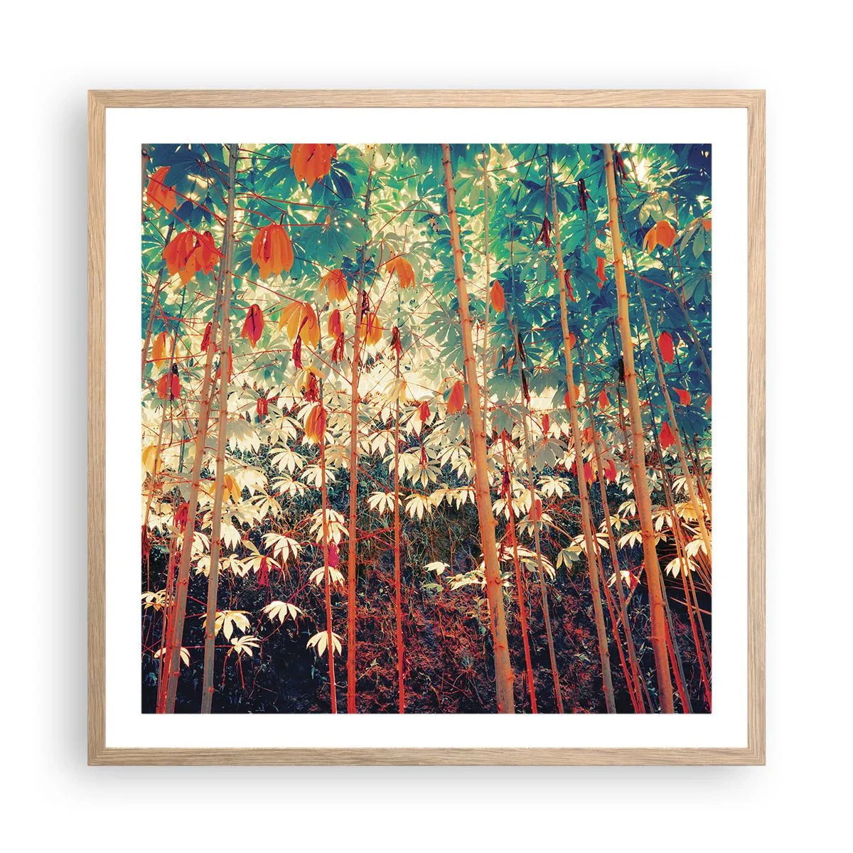 Een poster in een licht eiken lijst - Het geheime leven van de bladeren - 60x60 cm