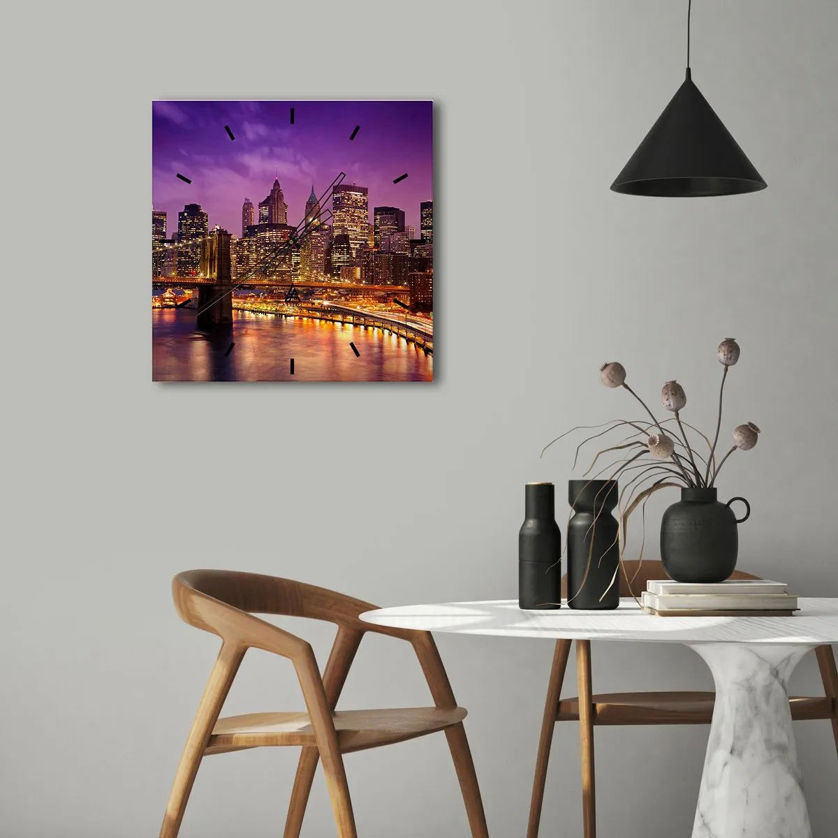 Wandklok - Klok - Violet-goud Manhattan - 40x40 cm