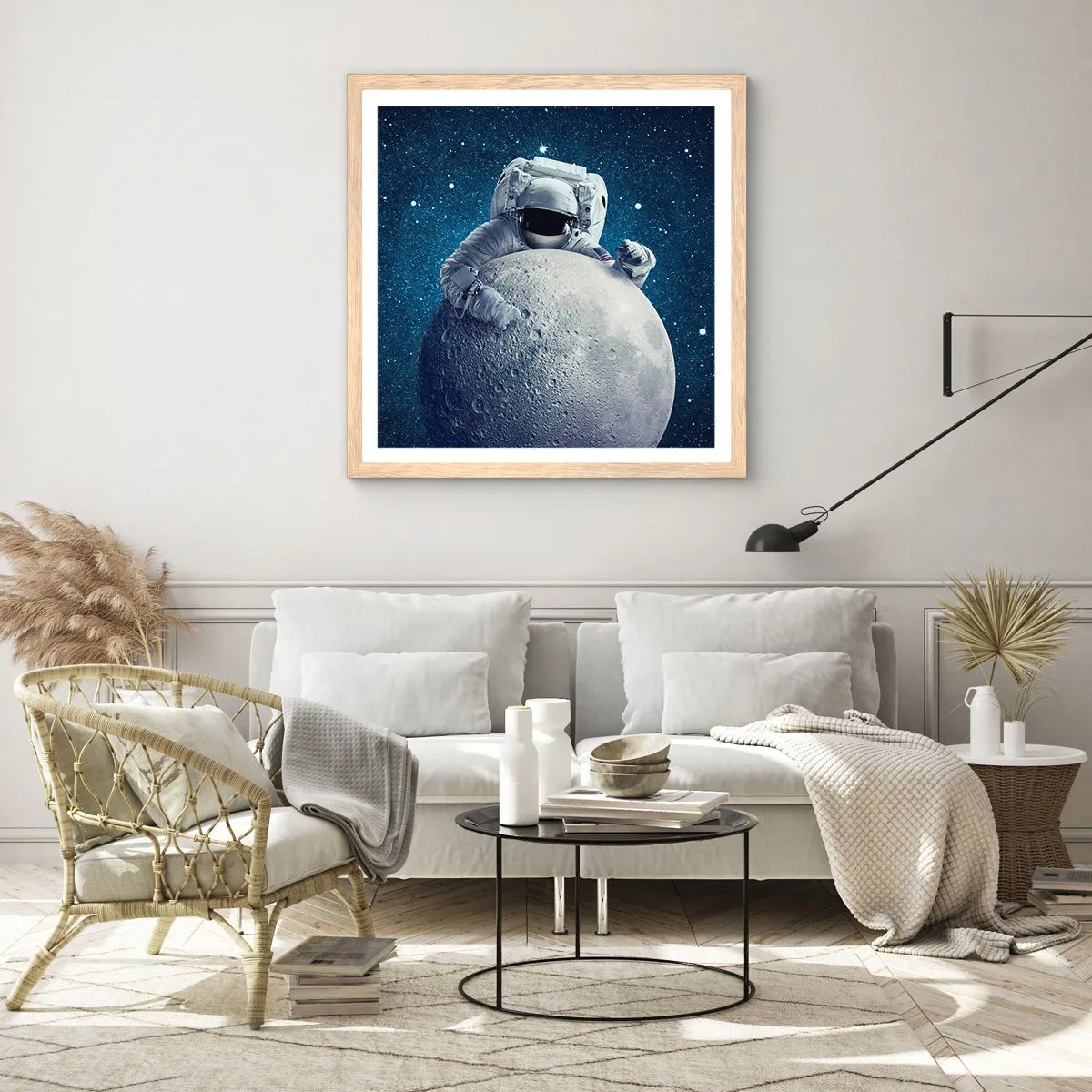 Een poster in een licht eiken lijst - Ruimte grappenmaker - 50x50 cm