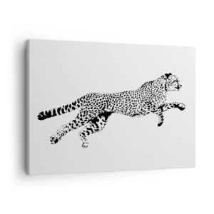 Schilderen op canvas - Minimalistische afbeelding van een bewegende cheeta - 70x50cm - De snelste op aarde - Moderne wanddecoratie voor woonkamer en slaapkamer ARTTOR