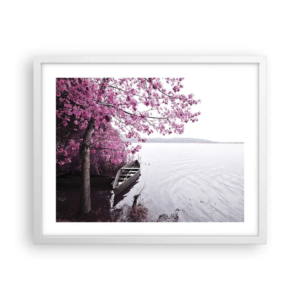 Poster in een witte lijst - In roze stilte - 50x40 cm
