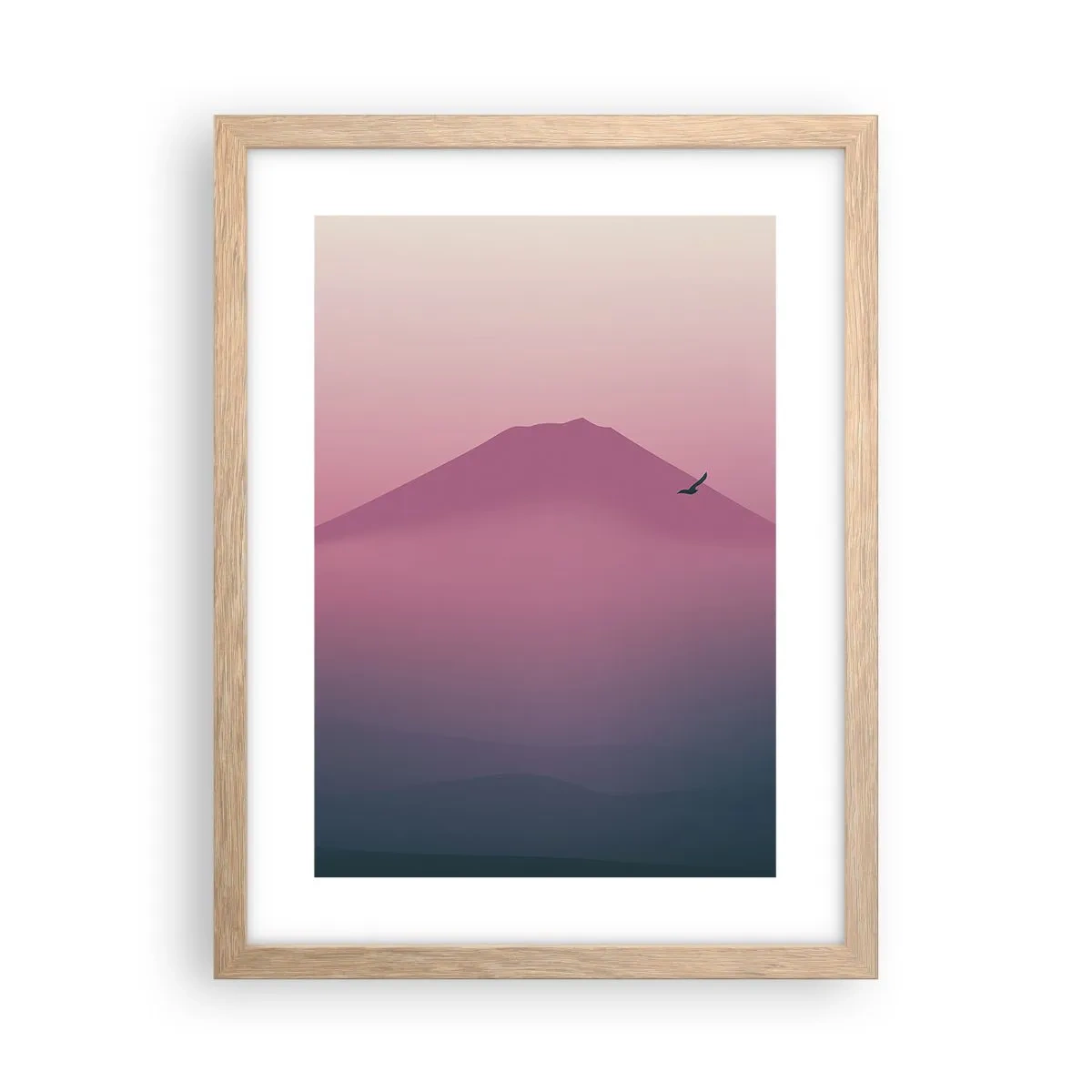 Een poster in een licht eiken lijst - Wandelaars boven de wolken - 30x40 cm