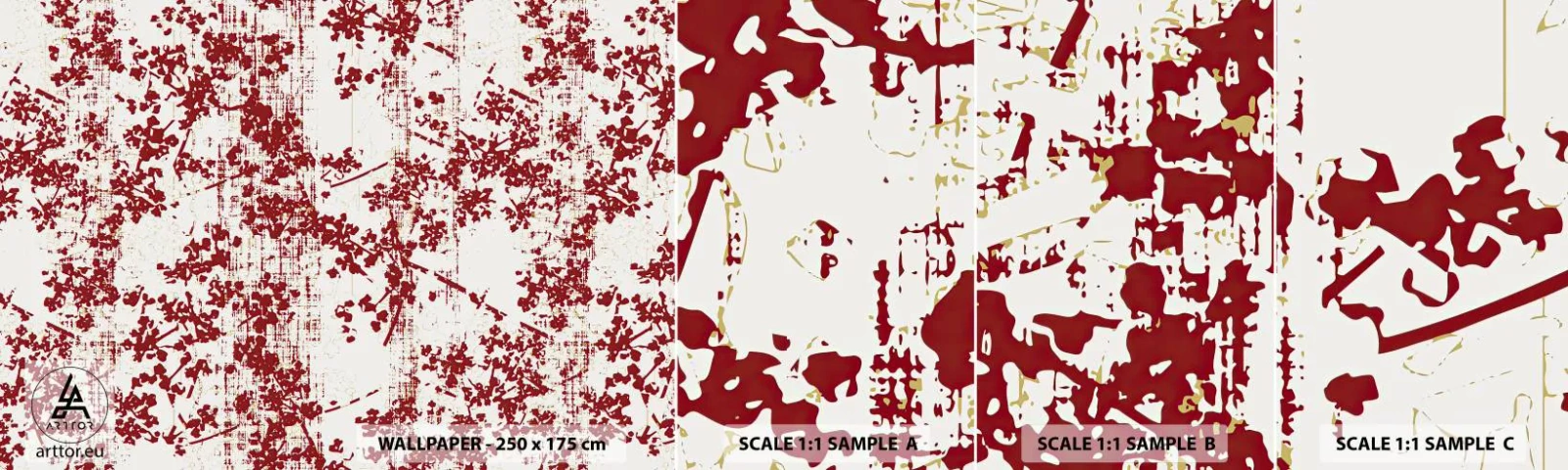 Fotobehang Monster Zelfklevend Deluxe Sticker - Zoals oud calico - Op leeftijd, Patroon, Bloemen - 100x30 cm