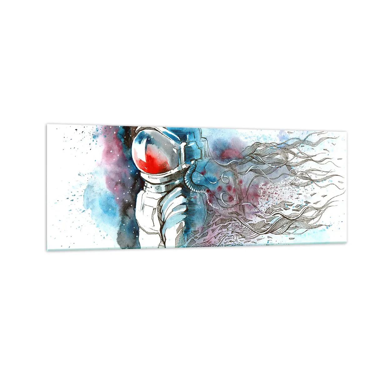 Schilderen op glas - Alleen met de kosmos - 140x50 cm