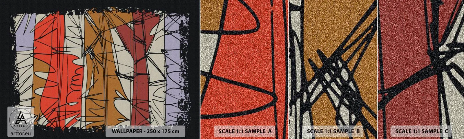 Fotobehang Monster Premium Sand - Spontane compositie - Abstractie, Deel, Krabbels - 100x30 cm