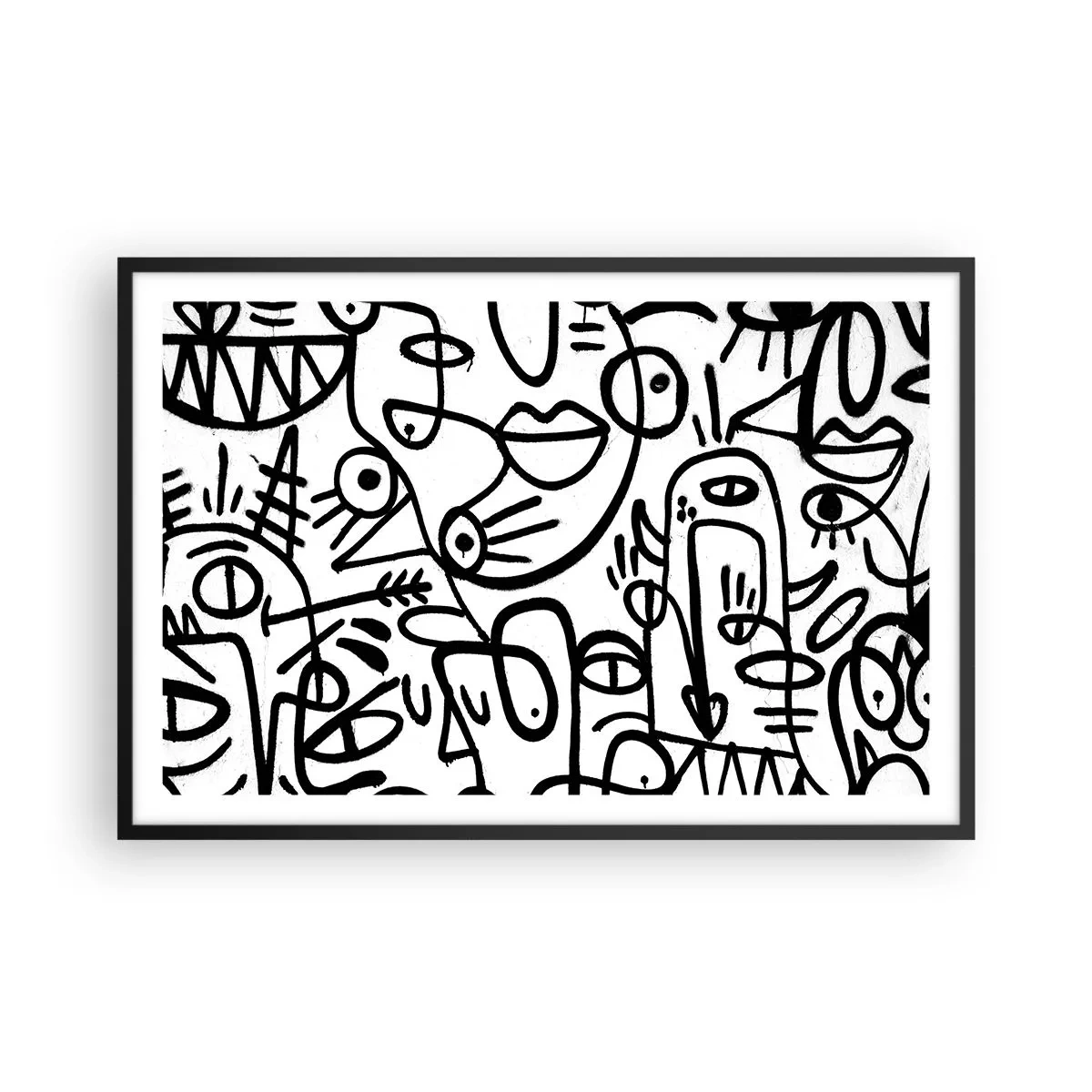 Poster in een zwarte lijst - Gezichten en luchtspiegelingen - 91x61 cm
