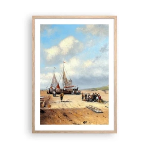 Een poster in een licht eiken lijst - Na een geslaagde vangst - 50x70 cm