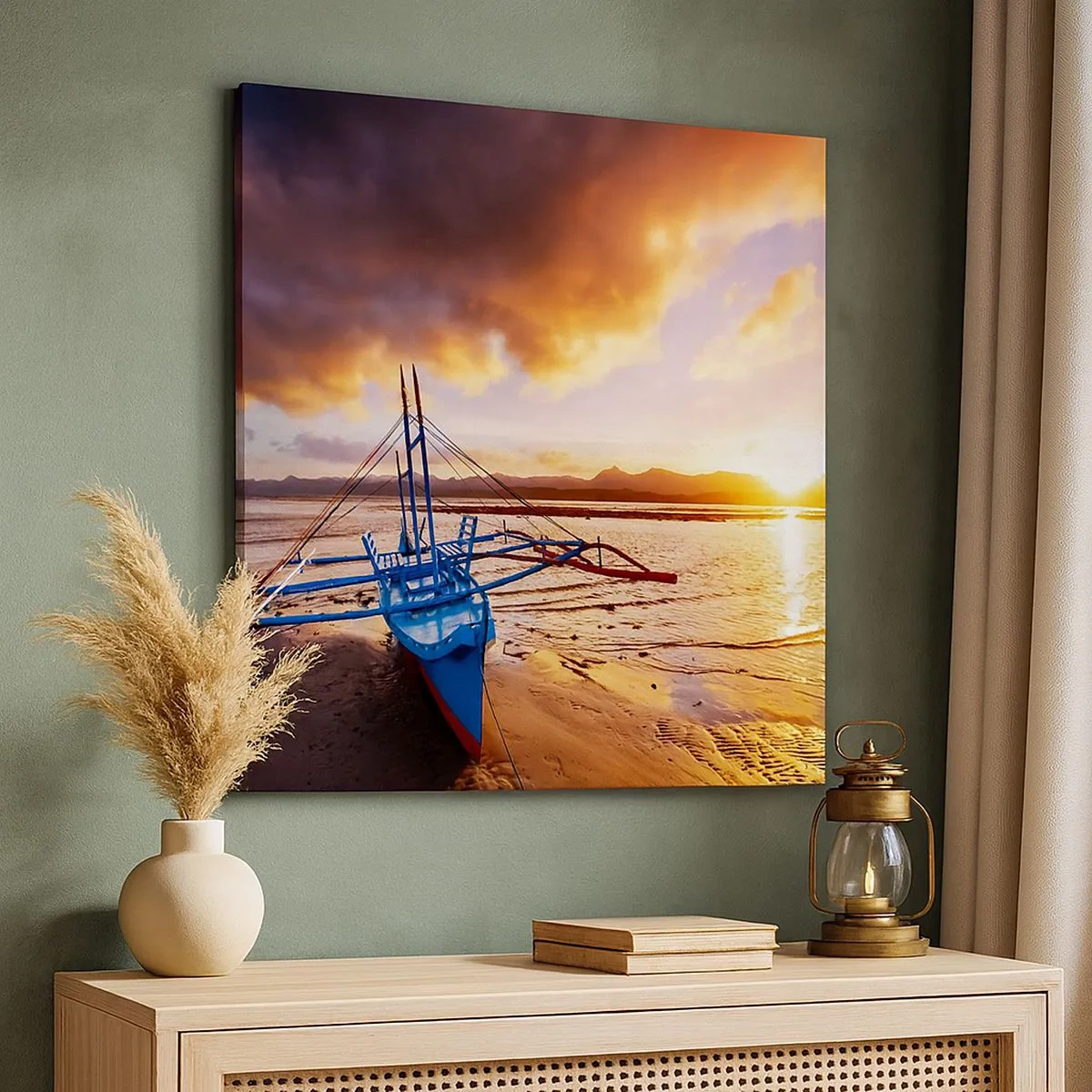 Schilderen op canvas - Strek je uit op het zand na een hele dag - 30x30 cm