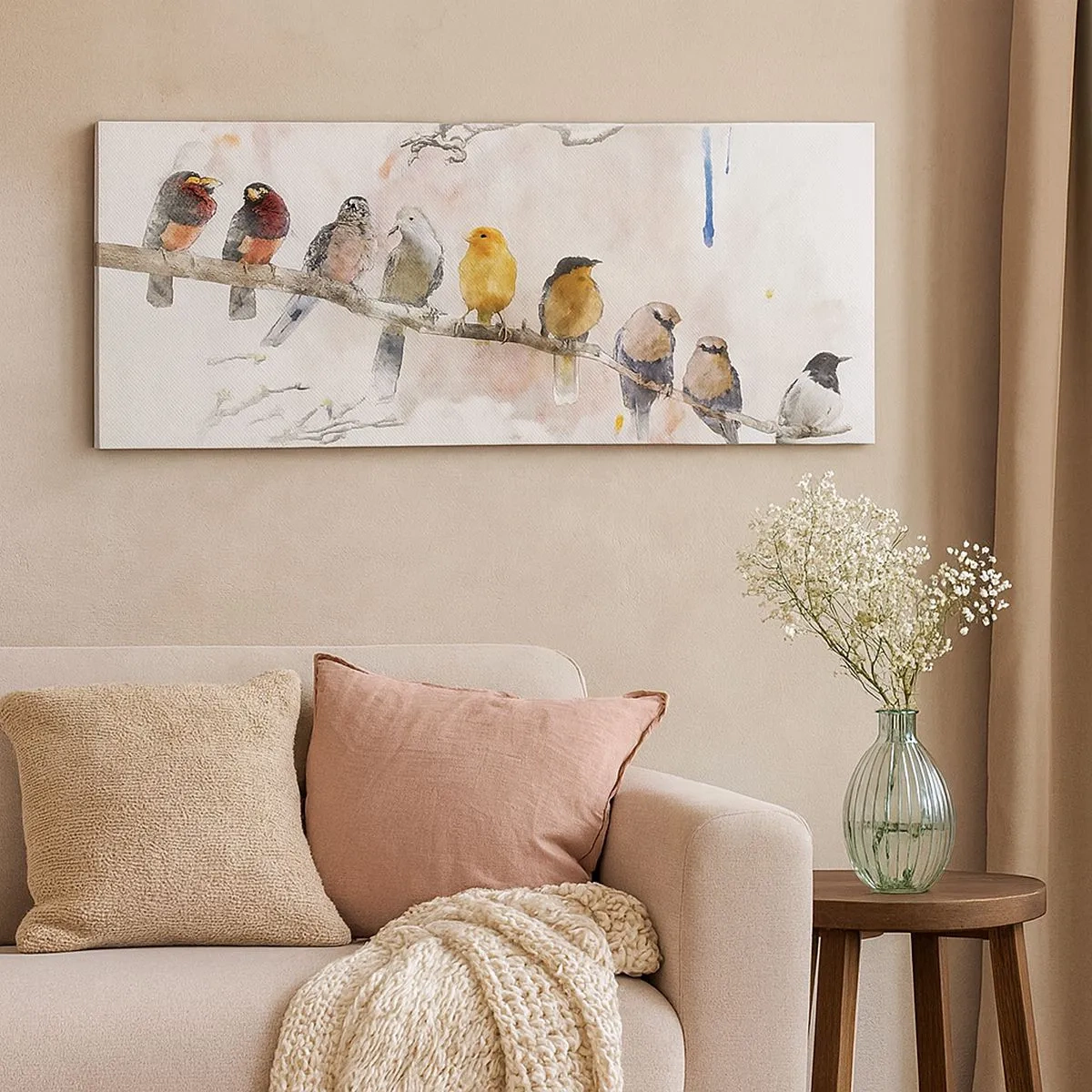 Schilderen op canvas - Gevleugelde ontmoeting - 100x40 cm