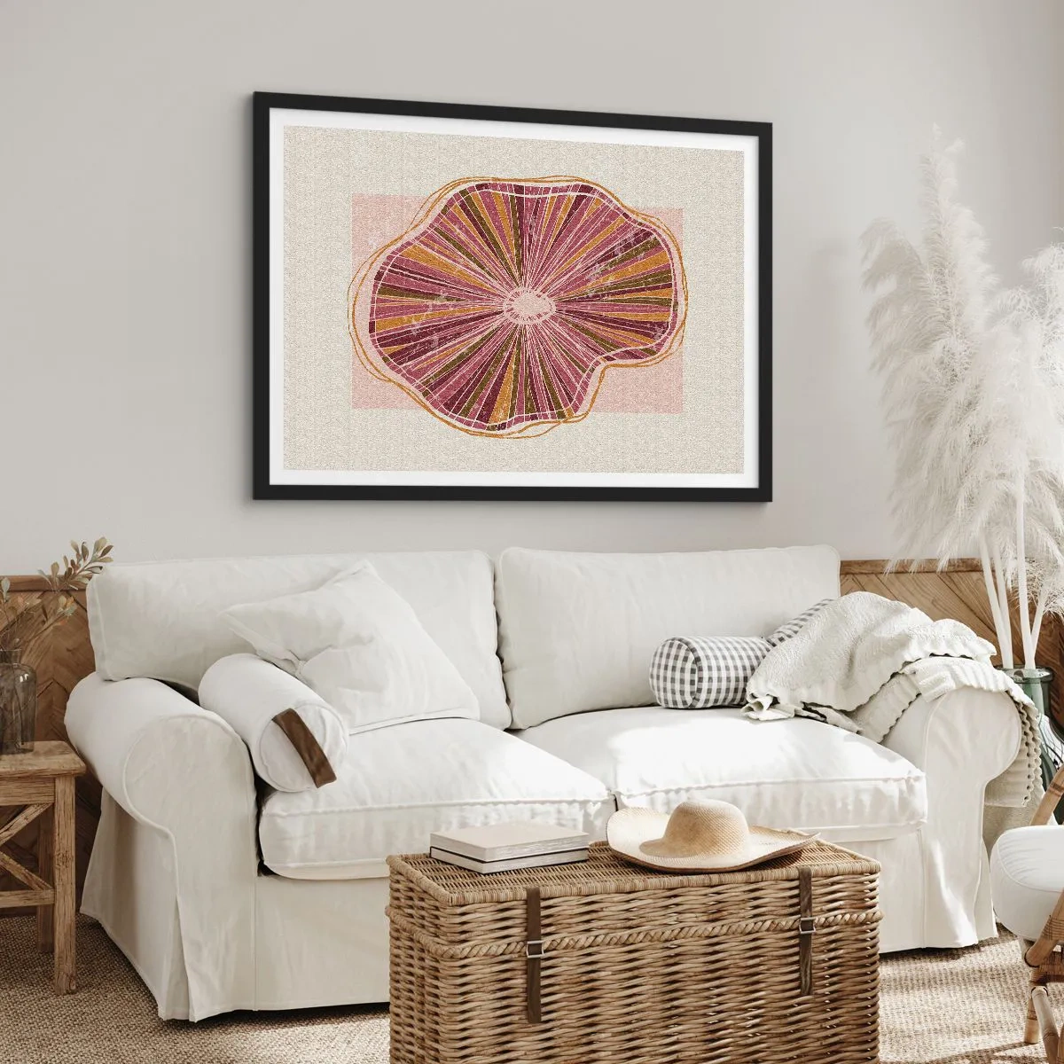 Poster in een zwarte lijst - Stralende abstractie - 70x50 cm