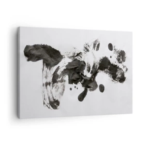 Schilderen op canvas - Abstracte compositie van zwarte vlekken op een witte achtergrond - 70x50cm - Is er een methode voor de waanzin? - Moderne wanddecoratie voor woonkamer en slaapkamer ARTTOR