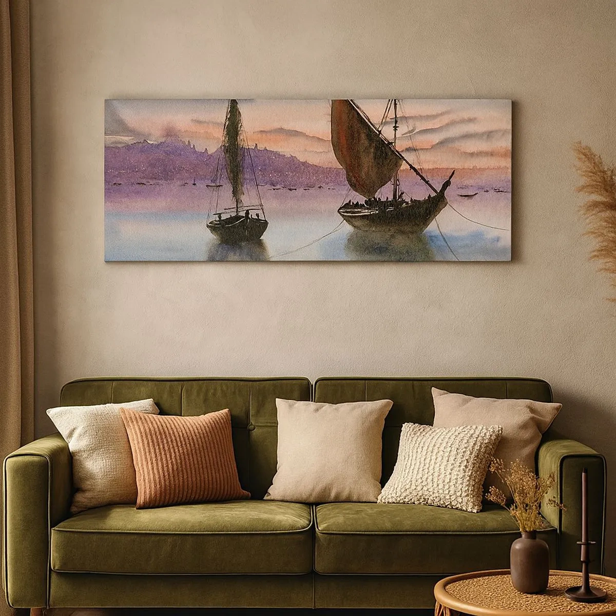 Schilderen op canvas - Avond in de haven - 100x40 cm