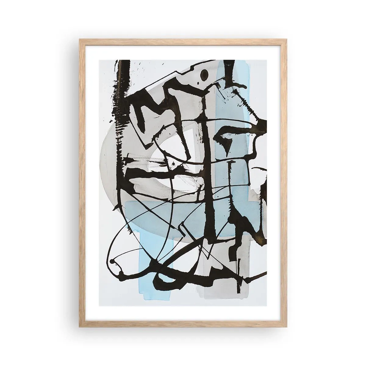 Een poster in een licht eiken lijst - Toch blauw - 50x70 cm