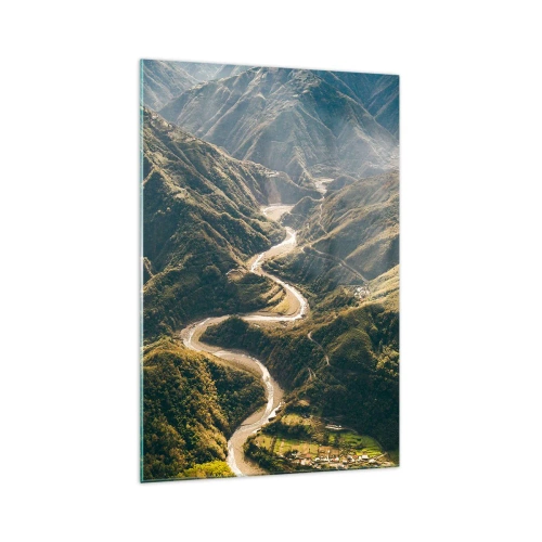 Schilderen op glas - Recht uit het hart van de bergen - 70x100 cm