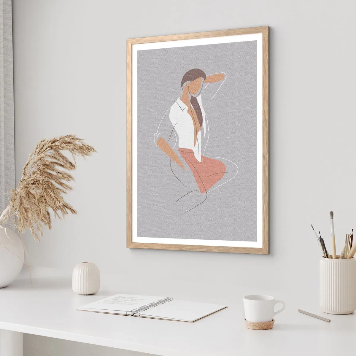 Een poster in een licht eiken lijst - Omtrek van gracieusheid - 30x40 cm