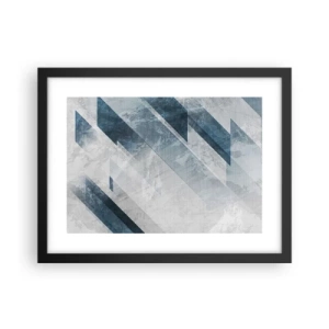 Poster in een zwarte lijst - Ruimtelijke compositie - grijze beweging - 40x30 cm
